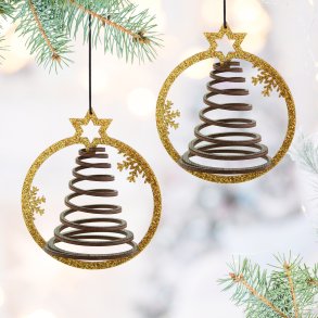 Julekugle med ring i glitter